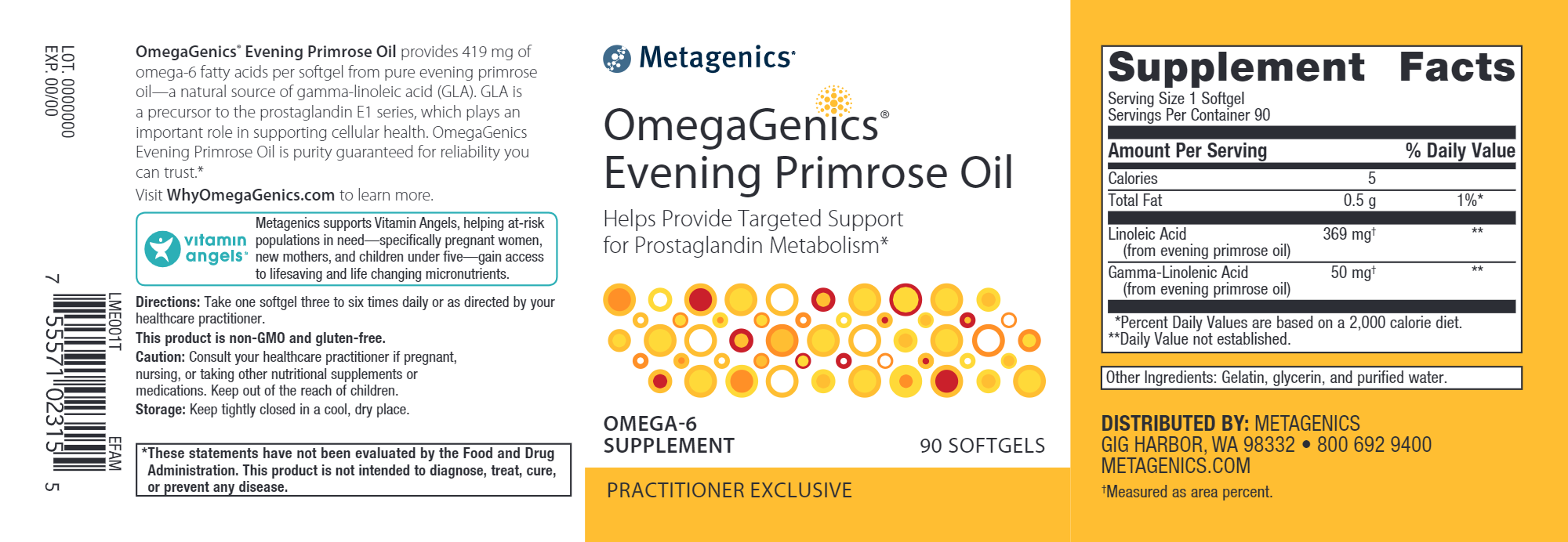 OmegaGenics® Evening Primrose Oil 1300mg - Cold Pressed Organic GLA Supplement for Women's Health, Hormone Balance & Skin Care | Supports PMS Relief & Healthy Hair Growth