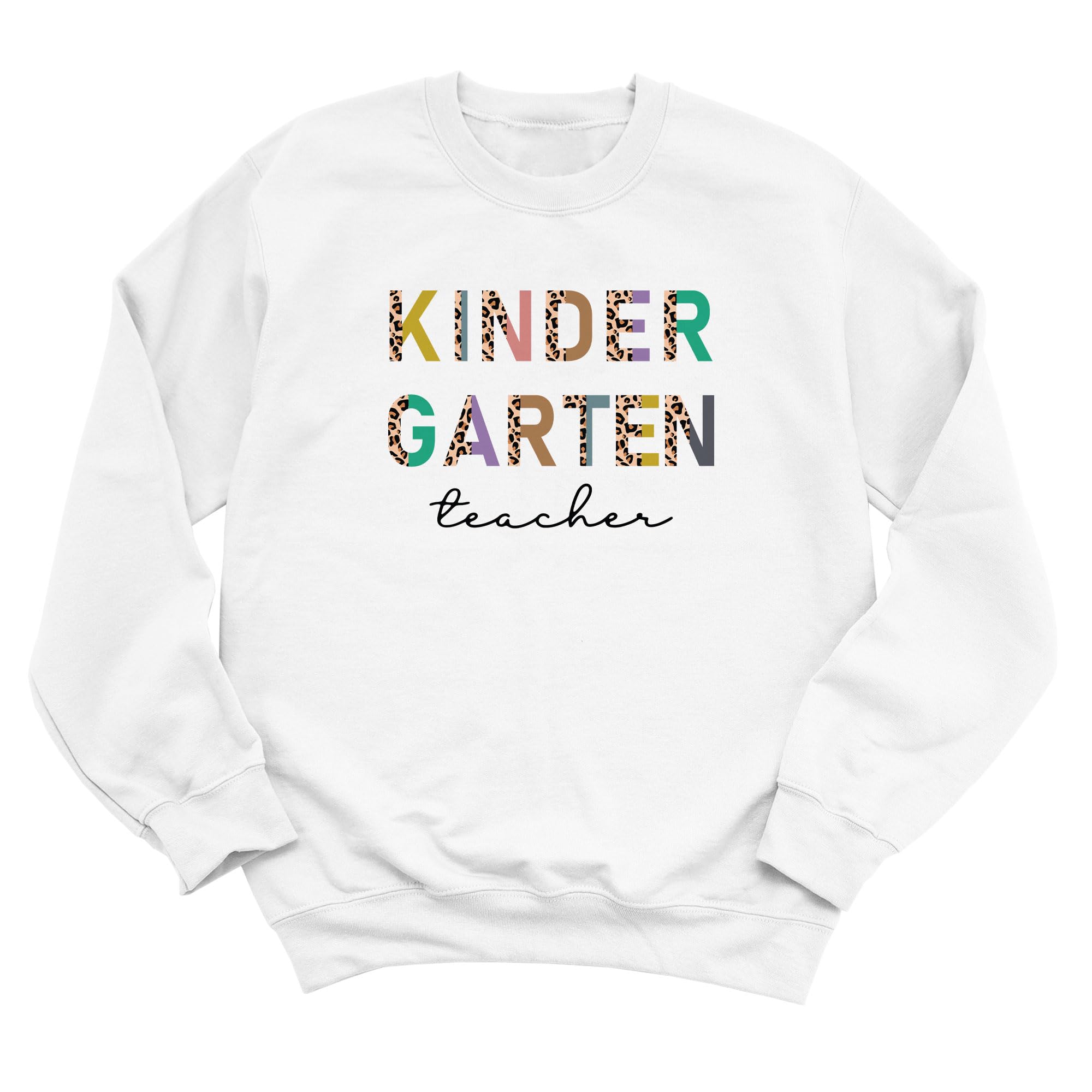 Leopard Print Kindergarten Teacher Sweatshirt for Women - Cute Back to School Pullover for Teachers, Classroom & Casual Wear