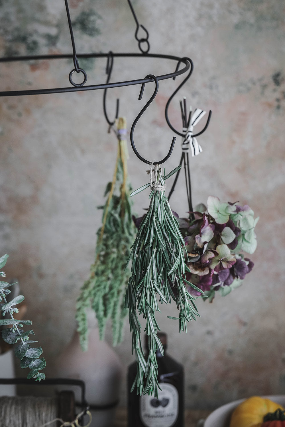 Stainless Steel Hanging Herb Rack for Kitchen - Space Saving Spice Organizer with Hooks - Perfect for Drying, Storing Fresh Herbs & Organizing Spice Jars in Pantry
