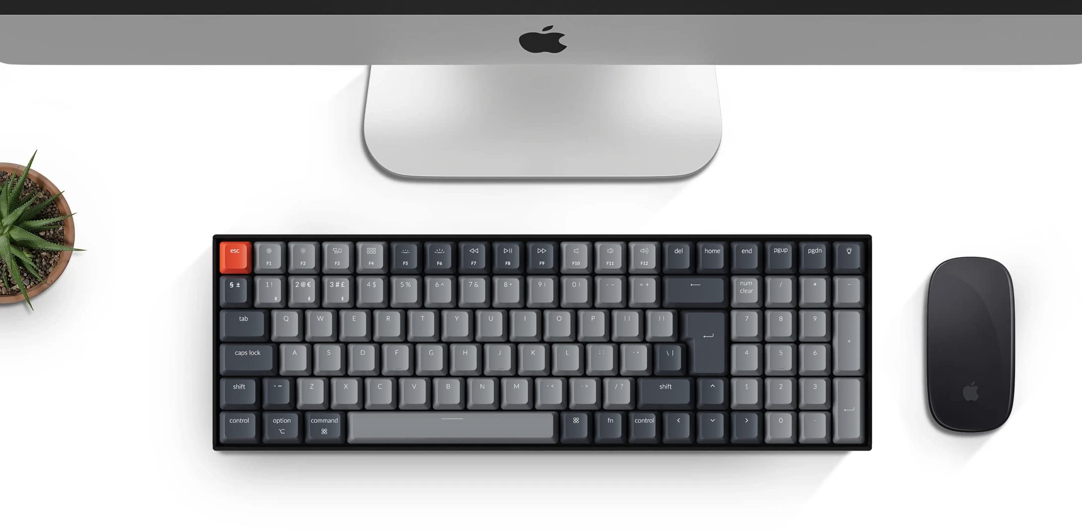 Keychron K4 V2 Wireless Mechanical Keyboard - 96% ISO-UK Layout, 100 Keys, Gateron Red Switches, White LED Backlight, Bluetooth/USB-C for Mac & Windows | Perfect for Gaming, Office Work & Programming