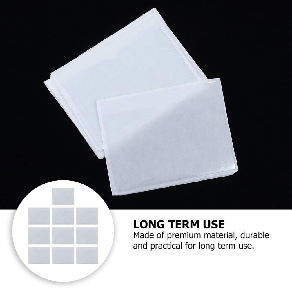 10pcs Clear Self-Adhesive Card Sleeves - Waterproof Business Card Holders, Name Badge Protectors & ID Card Covers for Office, Events, Conventions and Work Security (EVA Material)