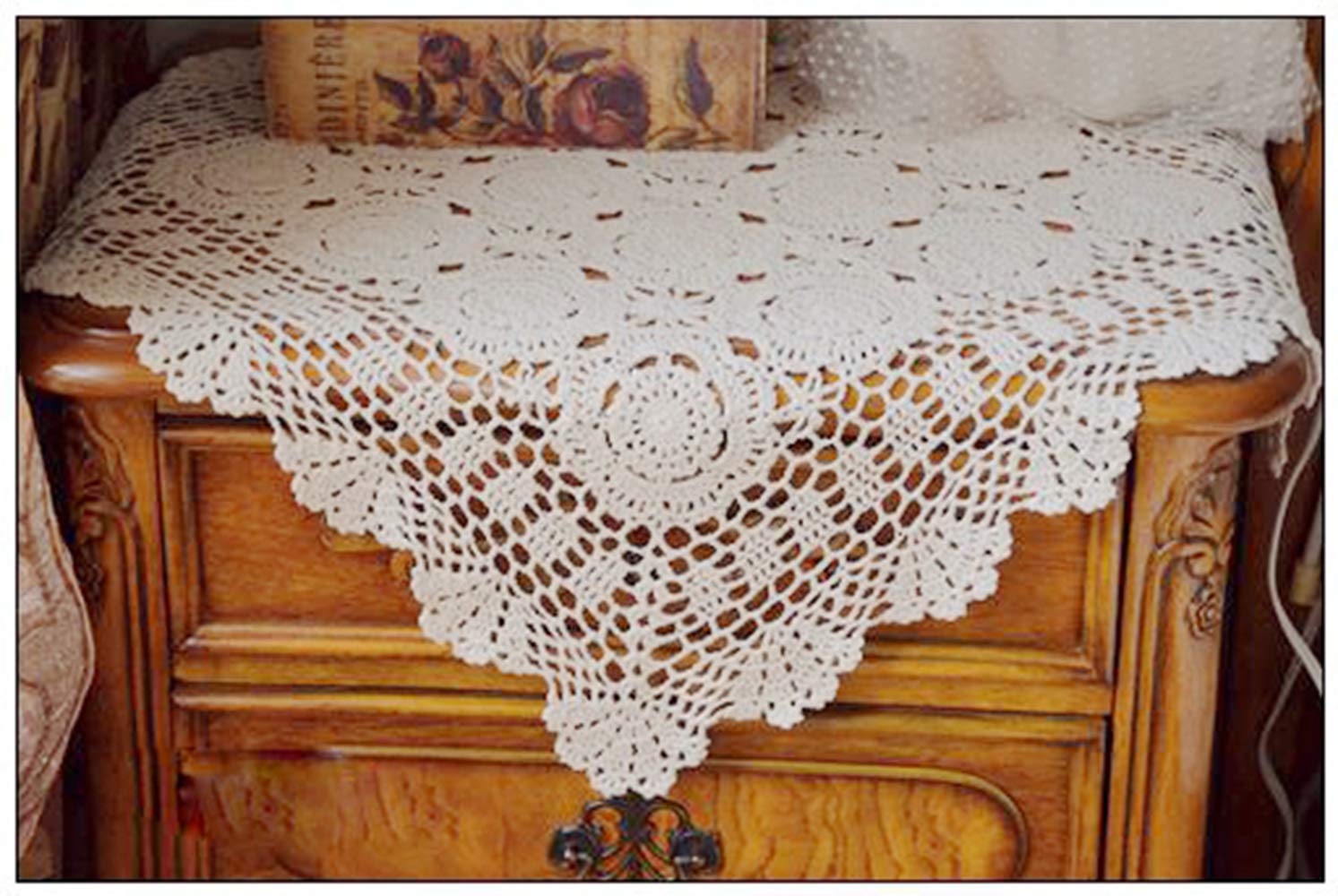 Handmade Cotton Crochet Lace Table Runner - 31 Inch White Square Tablecloth Doily for Dining Table, Dresser, and Home Decor - Perfect for Weddings, Parties, and Everyday Elegance