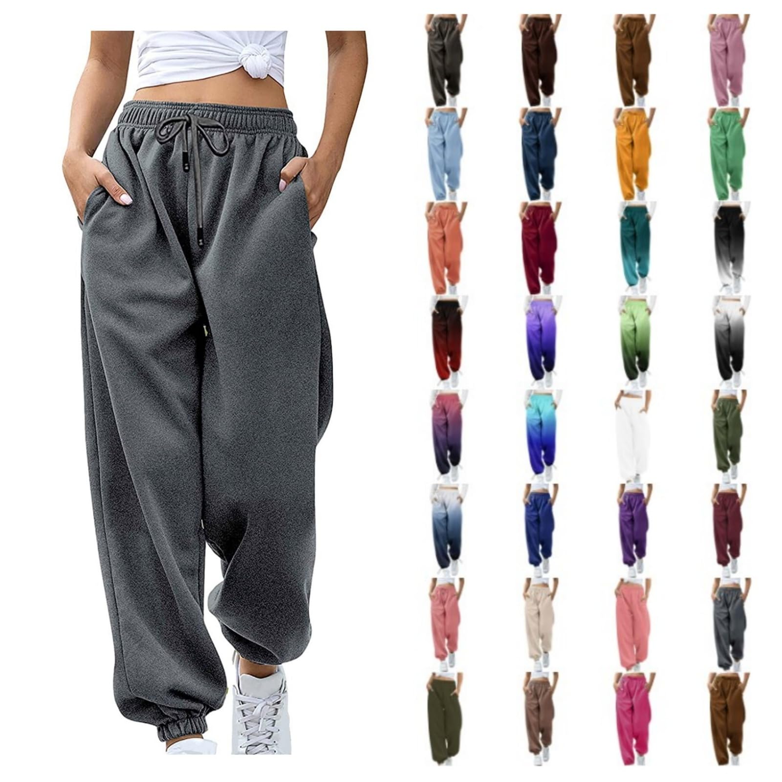 Aniywn Women's High Waisted Cargo Sweatpants - Y2K Baggy Joggers Pants for Workout, Lounge & Streetwear Fashion | Comfortable Activewear for Running, Yoga & Casual Wear