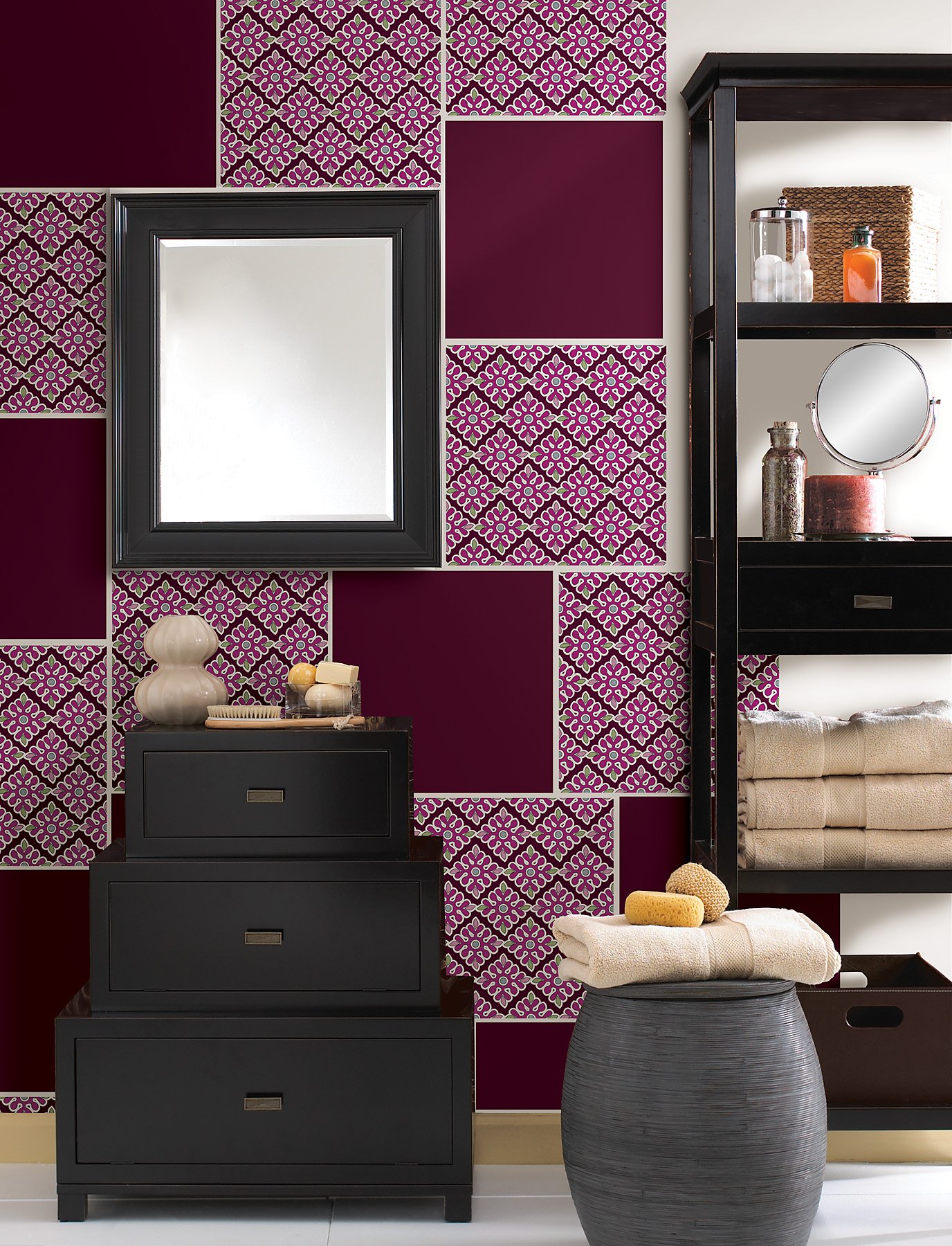 Brewster Home Fashions WPB96828 Peel & Stick Blox Wall Decals - Blackberry Design - Removable Self-Adhesive Wall Stickers for Home, Nursery, Office & Dorm Decor