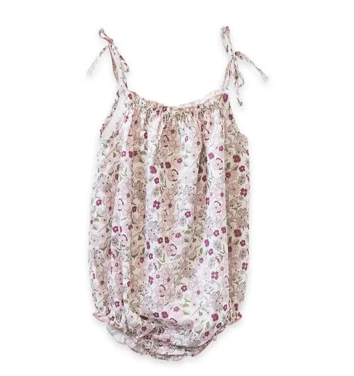 Beet World Strap Romper - Pink Ditsy Floral Baby Jumpsuit | Soft Cotton Onesie for Newborns & Infants | Perfect for Playdates, Photo Shoots & Everyday Wear