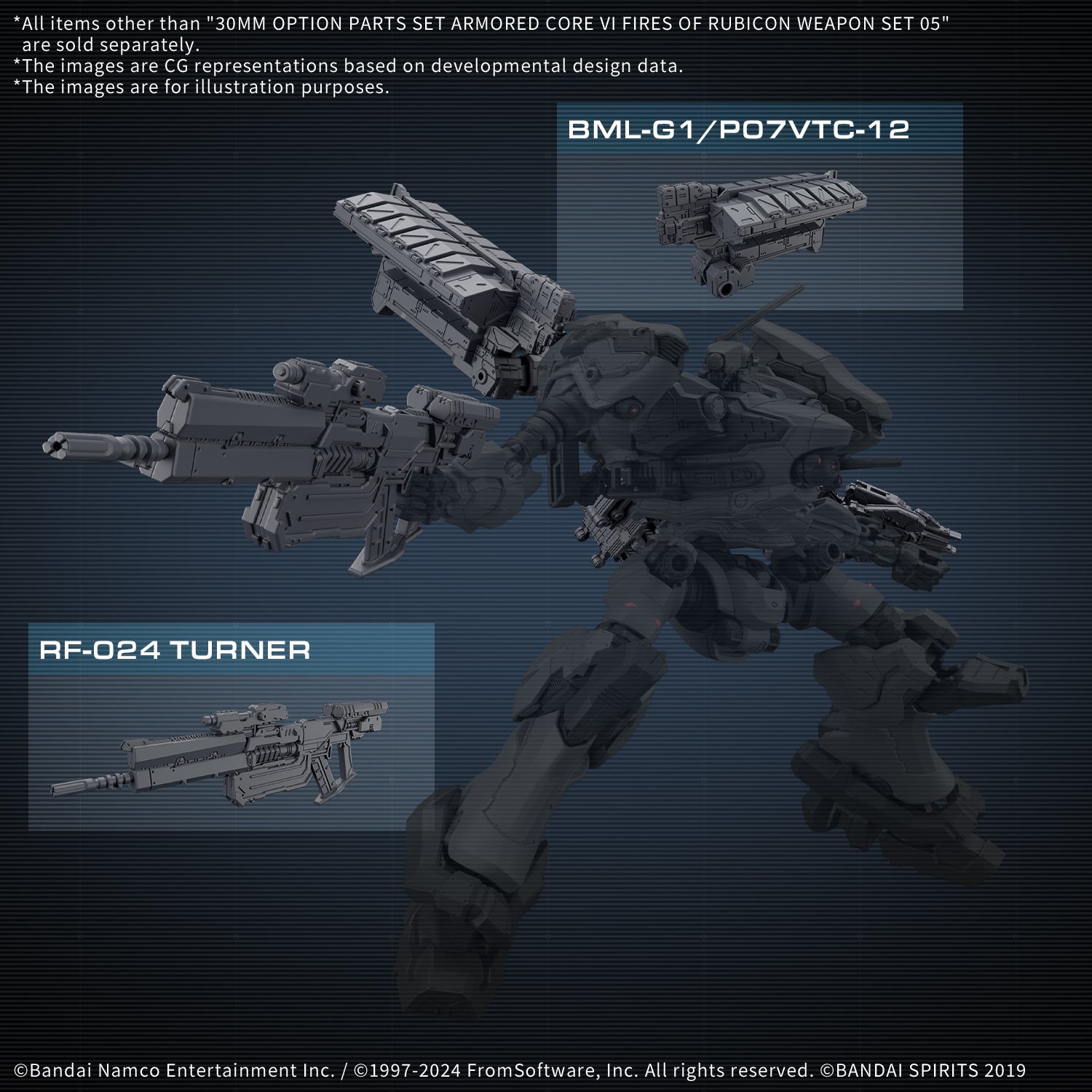 Bandai 30MM Option Weapon Part Set 05 - Armored Core VI Model Kit for Custom Mech Builders | Perfect for Action Figure Customization & Tabletop Gaming Scenes