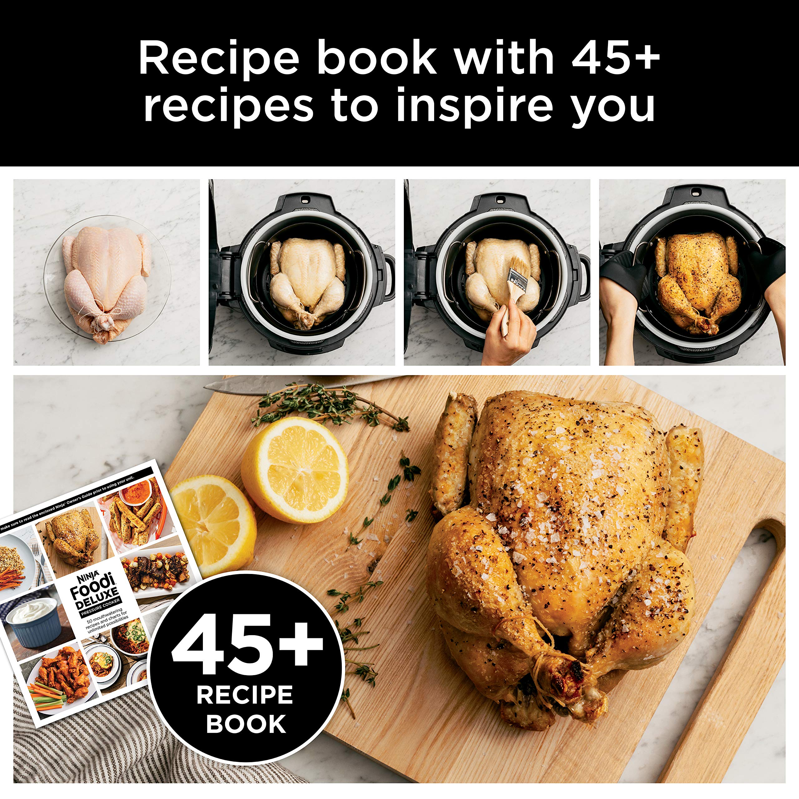 Ninja FD401 LP3 Foodi 12-in-1 Deluxe XL 8 qt. Pressure Cooker & Air Fryer | Steams, Slow Cooks, Sears, Sautés, Dehydrates | Includes 5 qt. Crisper Basket, Reversible Rack & Recipe Book | Silver | Perfect for Family Dinners, Meal Prep & Healthy Cooking