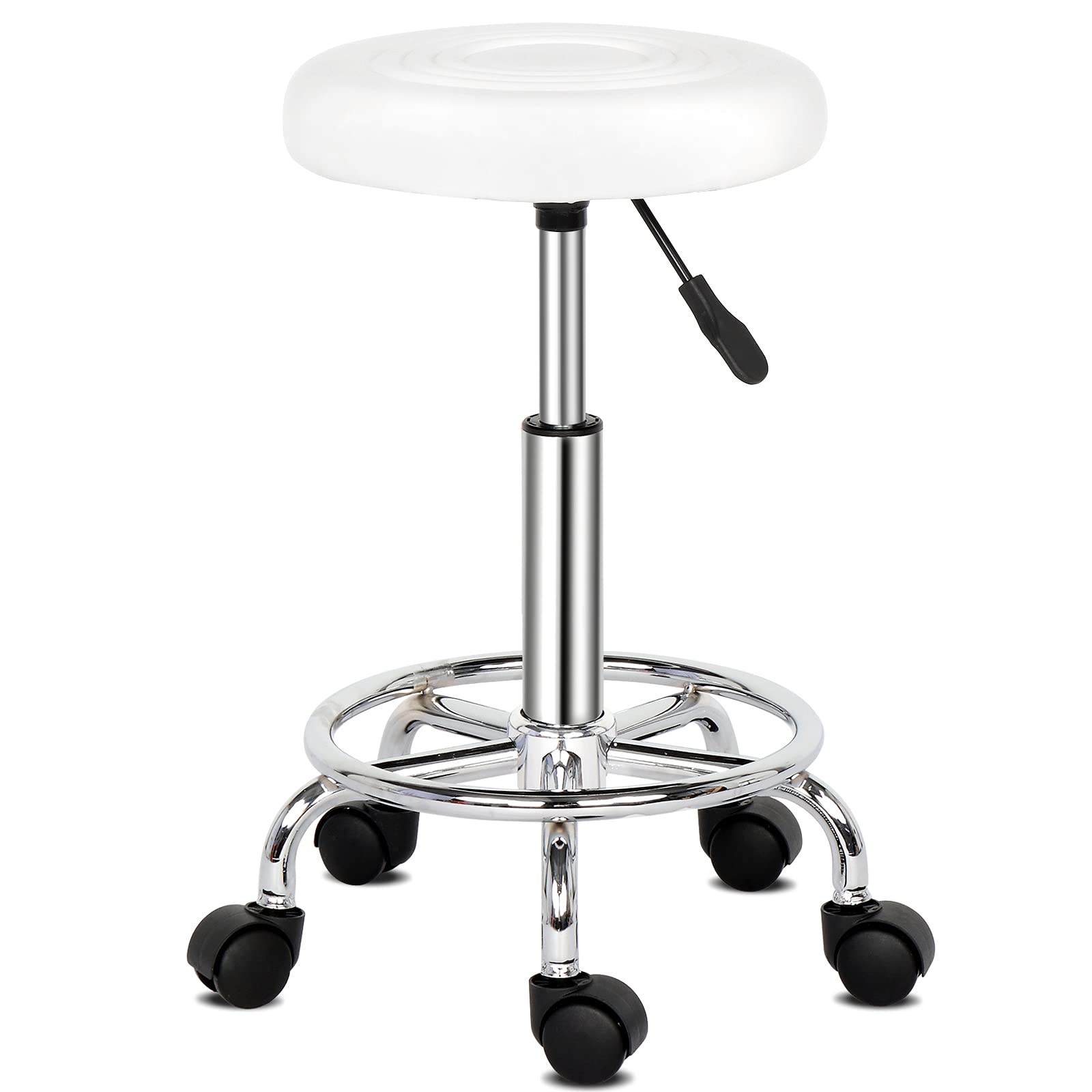 HomVent Adjustable Rolling Stool with Wheels - Professional Esthetician & Lash Tech Pedicure Chair, Portable Office Massage Swivel Salon Chair for Tattoo, Facial, Spa & Nail Salon - Perfect for Beauty Professionals & Home Use
