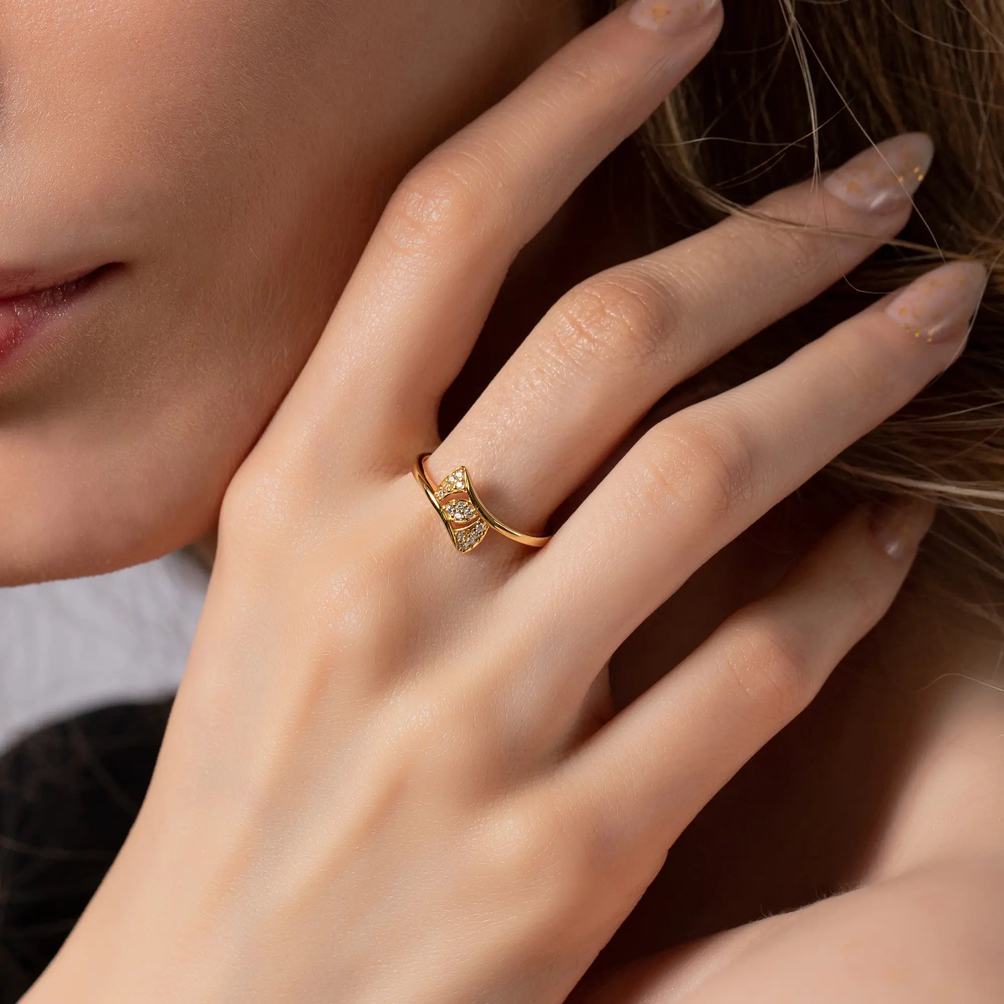 Exquisite Gold Ring for Women - Elegant 14K Solid Gold Band, Perfect for Engagement, Wedding, Anniversary & Everyday Wear