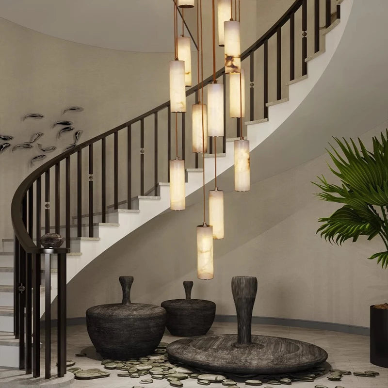 Darlen Modern Staircase Chandelier - Elegant Crystal Pendant Lighting for Hallway, Foyer & Stairwell | Perfect for Contemporary Home Decor & Luxury Interior Design