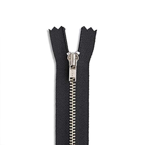 14 Inch Heavy Duty Black Metal Zipper with Nickel Teeth - Non-Separating for Sewing, Garments, Bags, Jackets & Coats | Perfect for DIY Fashion Projects and Durable Clothing Repairs