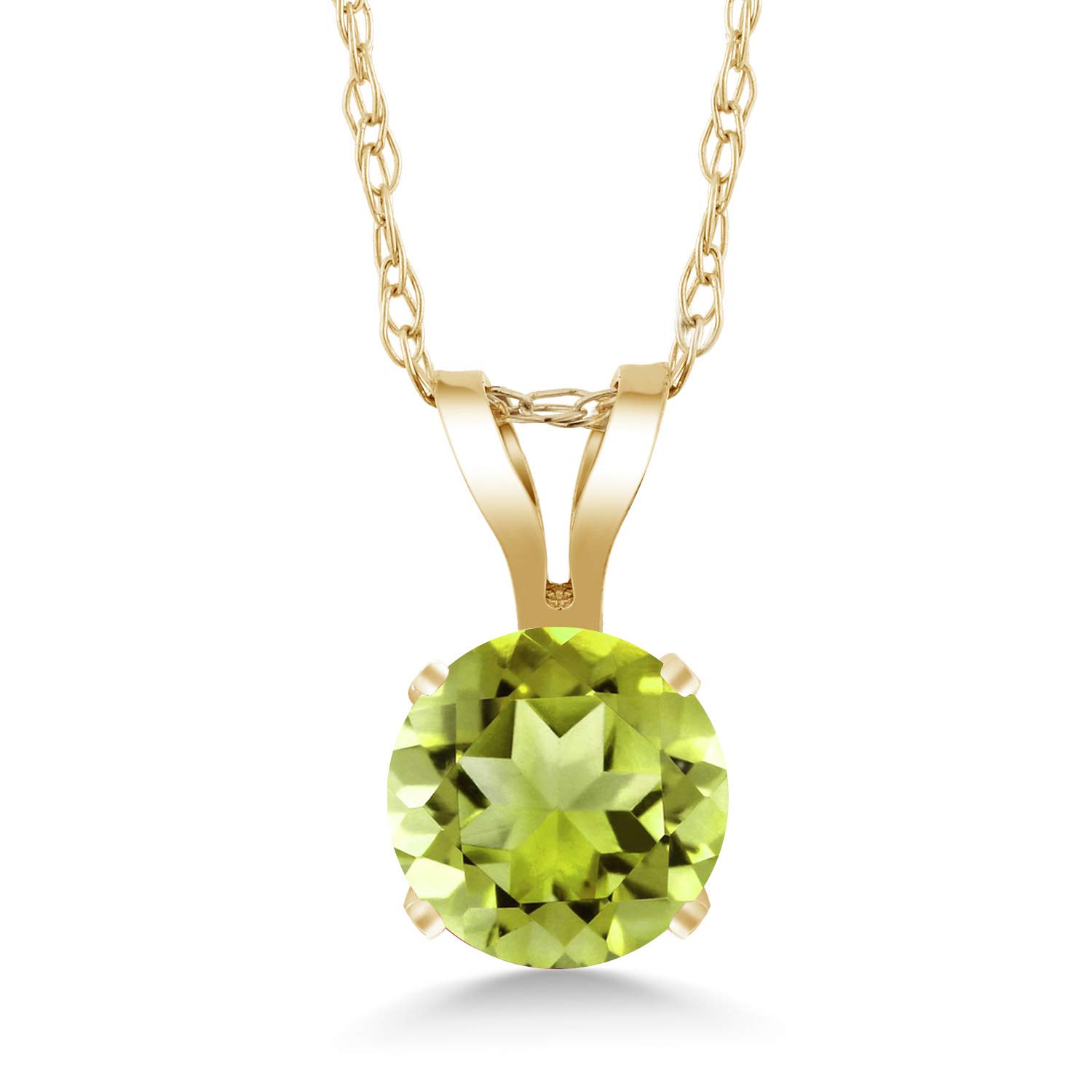 14K Yellow Gold Birthstone Pendant Necklace for Women - Round 4.5MM Gemstone Solitaire on 18 Inch Chain | Personalized Jewelry Gift for Mom, Wife, Daughter | Perfect for Birthdays, Anniversaries & Special Occasions