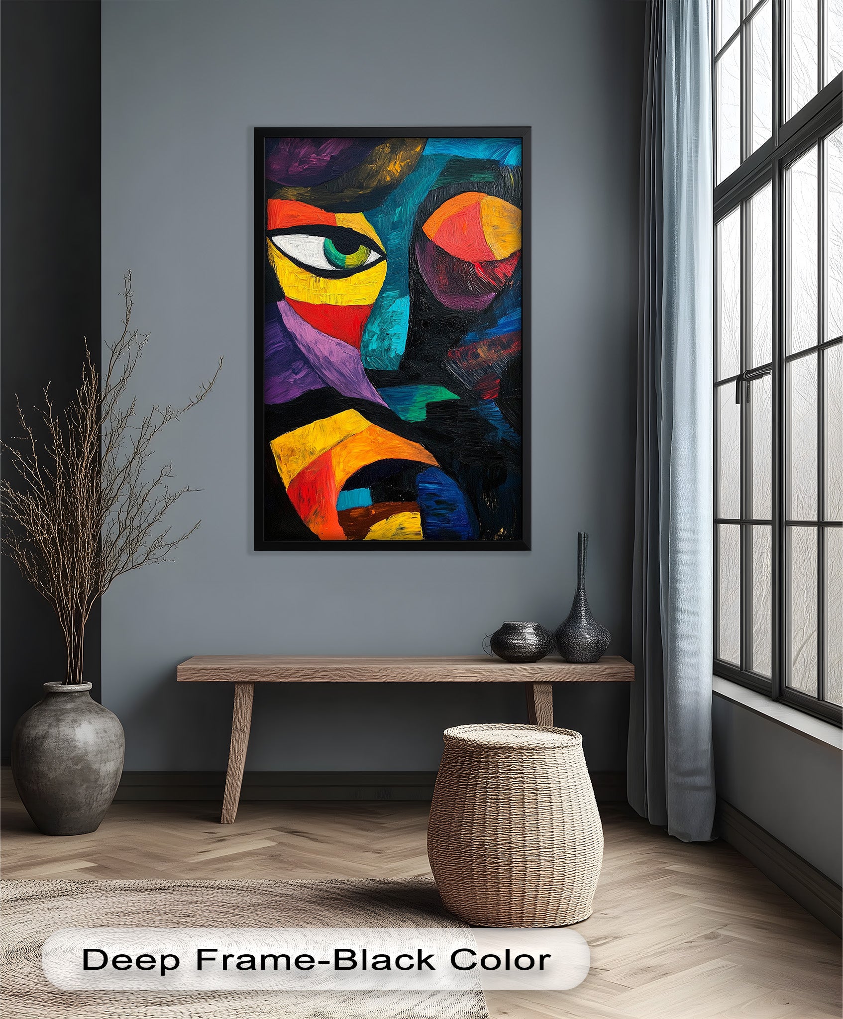 Abstract Eye Expression Fauvism Oil Painting - Modern Wall Art for Living Room, Bedroom & Office Decor
