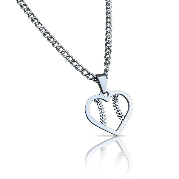 Baseball & Softball Heart Pendant Necklace with Chain - Perfect Gift for Players & Fans | Sports Jewelry for Games & Everyday Wear