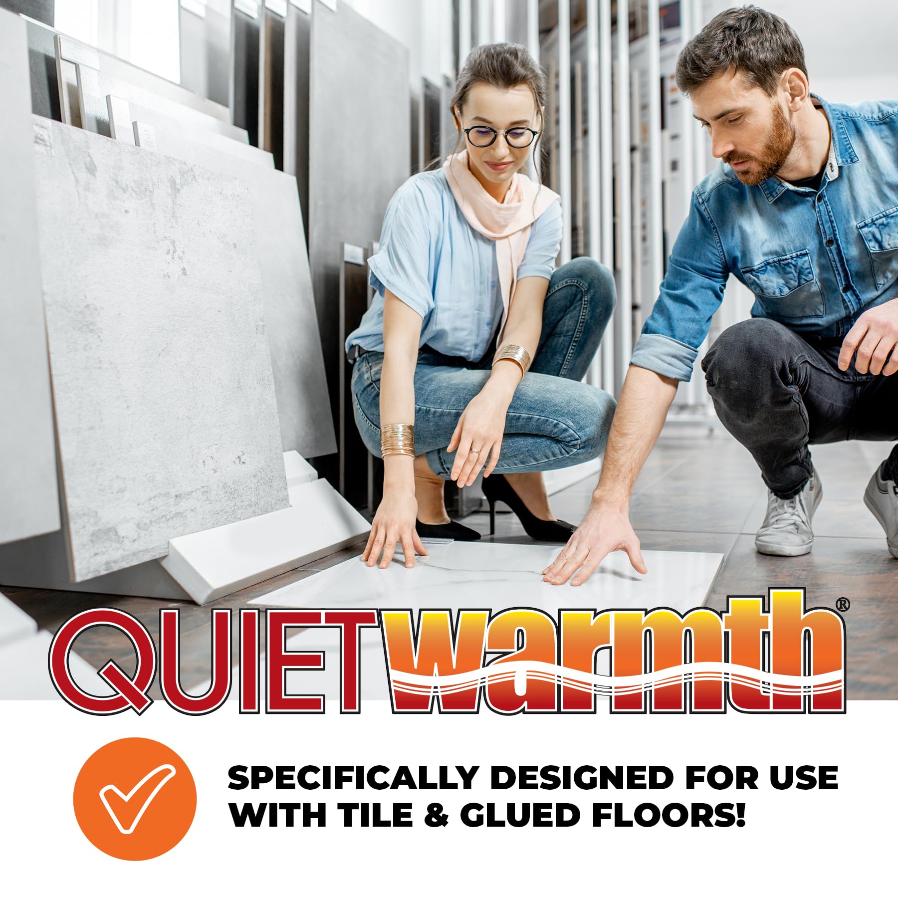 Tile QWT1.5X5F120 Electric Radiant Floor Heating Mat - 1.5'x5' 120V Under Tile, Stone & Laminate Flooring (7.5 sq ft Coverage) - Perfect for Bathroom, Kitchen & Basement Floor Warming