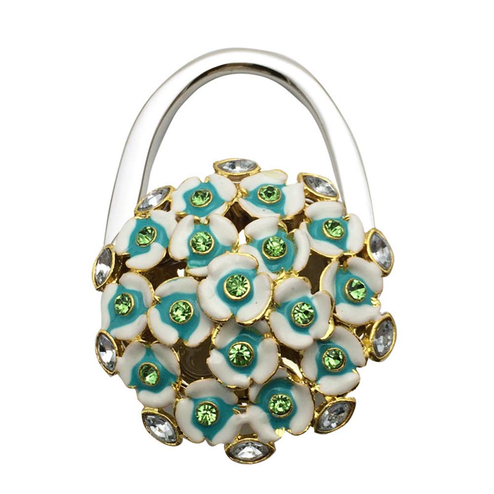 Elegant Rhinestone Flower Metal Purse Hook - Foldable Handbag Hanger for Table, Restaurant & Travel - Durable Bag Holder for Women's Purses, Totes & Shopping Bags