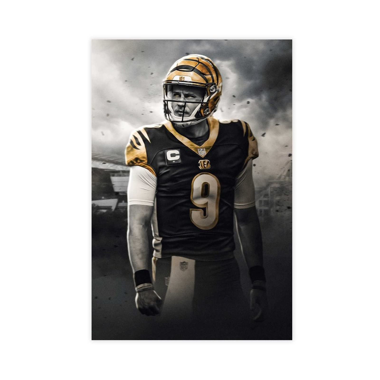 Joe Burrow 9 Canvas Poster - 16x24 Inch (40x60cm) Unframed Sports Wall Art - Perfect for Bedroom, Office, Man Cave & Game Room Decor - Great Gift for Football Fans & Bengals Supporters