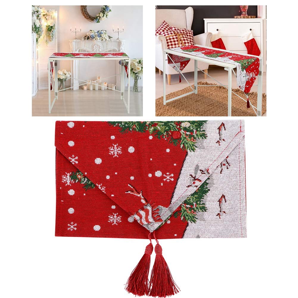 Zerodis Christmas Table Runner - Printed Holiday Table Linens with Snowman Pattern for Christmas & New Year Parties - Perfect for Dining Table Decorations and Festive Home Decor