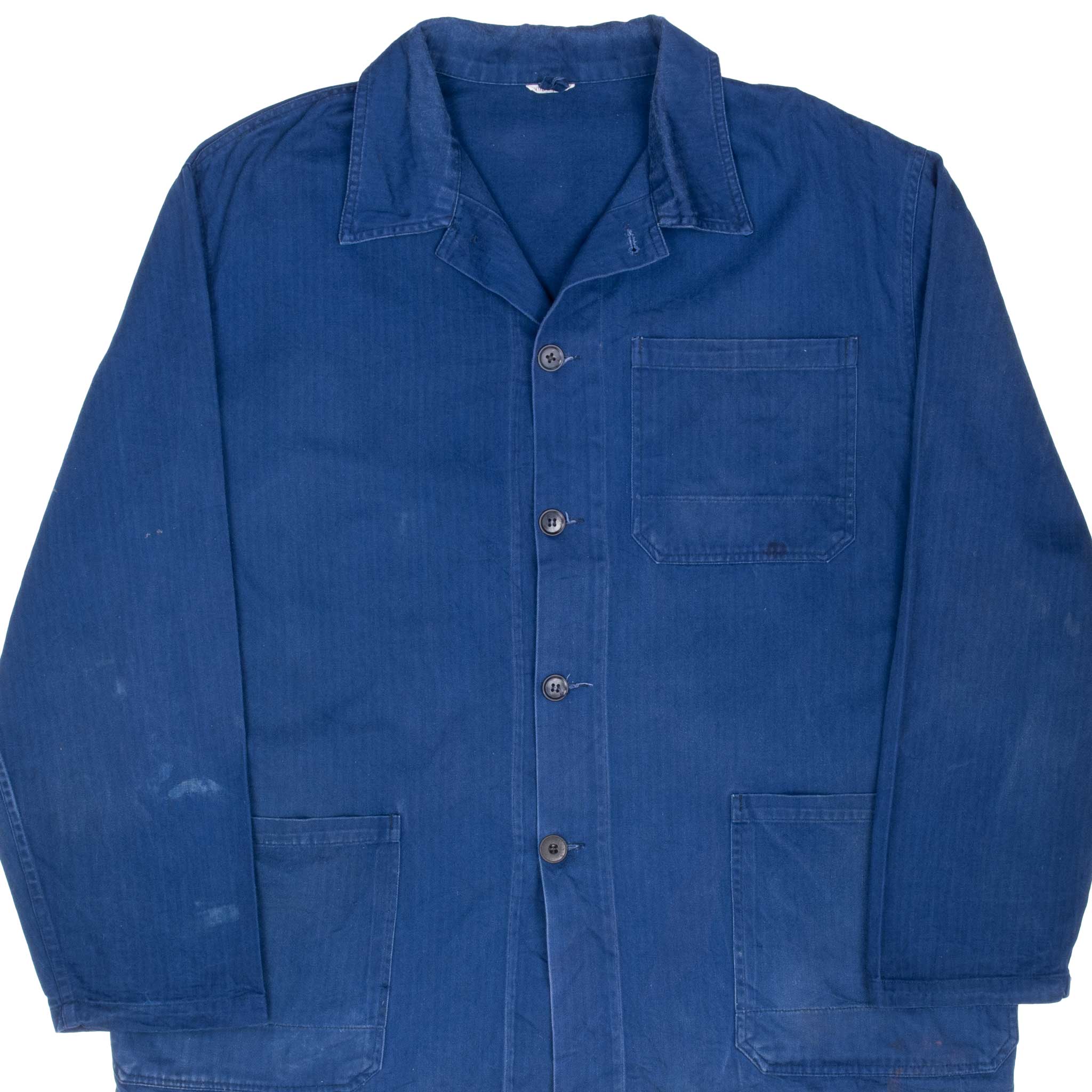 Vintage French Workwear Twill Herringbone HBT Jacket - 1960s Retro Style - 2XL Size - Perfect for Vintage Fashion Collectors & Workwear Enthusiasts