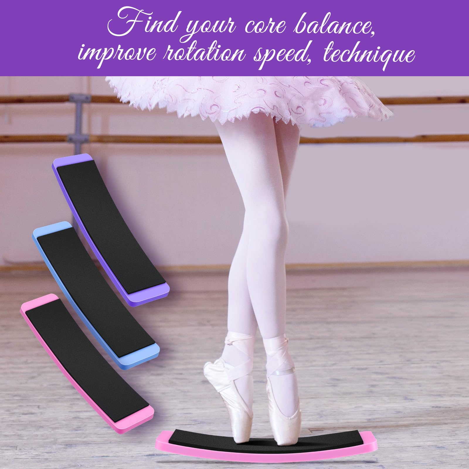 3-Piece Spinning Balance Board Set for Ice Skaters, Cheerleaders & Gymnasts - Improve Turns, Stability & Footwork - Home Dance Training Equipment for Skating, Gymnastics & Cheerleading Practice