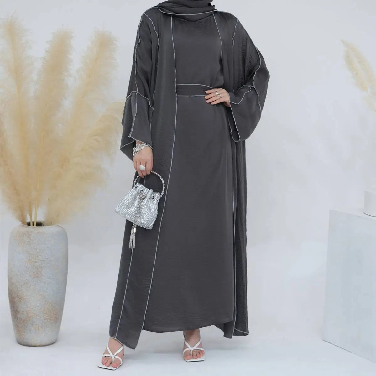 Stylish Cotton Linen Cardigan Open Abaya Dress for Women - Perfect for Prayer, Modest Fashion & Everyday Wear