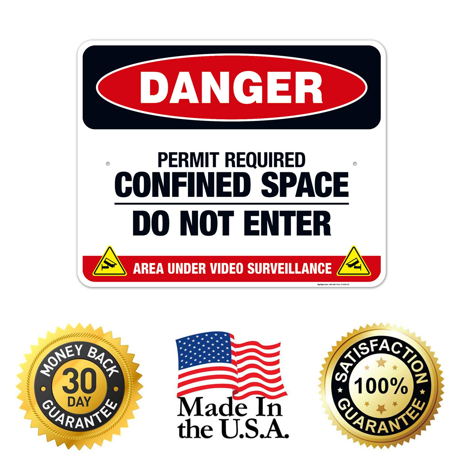 Danger Permit Required Confined Space Do Not Enter Sign - OSHA Compliant 24x30 Inches Rust-Free .063 Aluminum Safety Sign - Fade Resistant for Indoor/Outdoor Use - Made in USA - Perfect for Construction Sites, Warehouses & Industrial Facilities