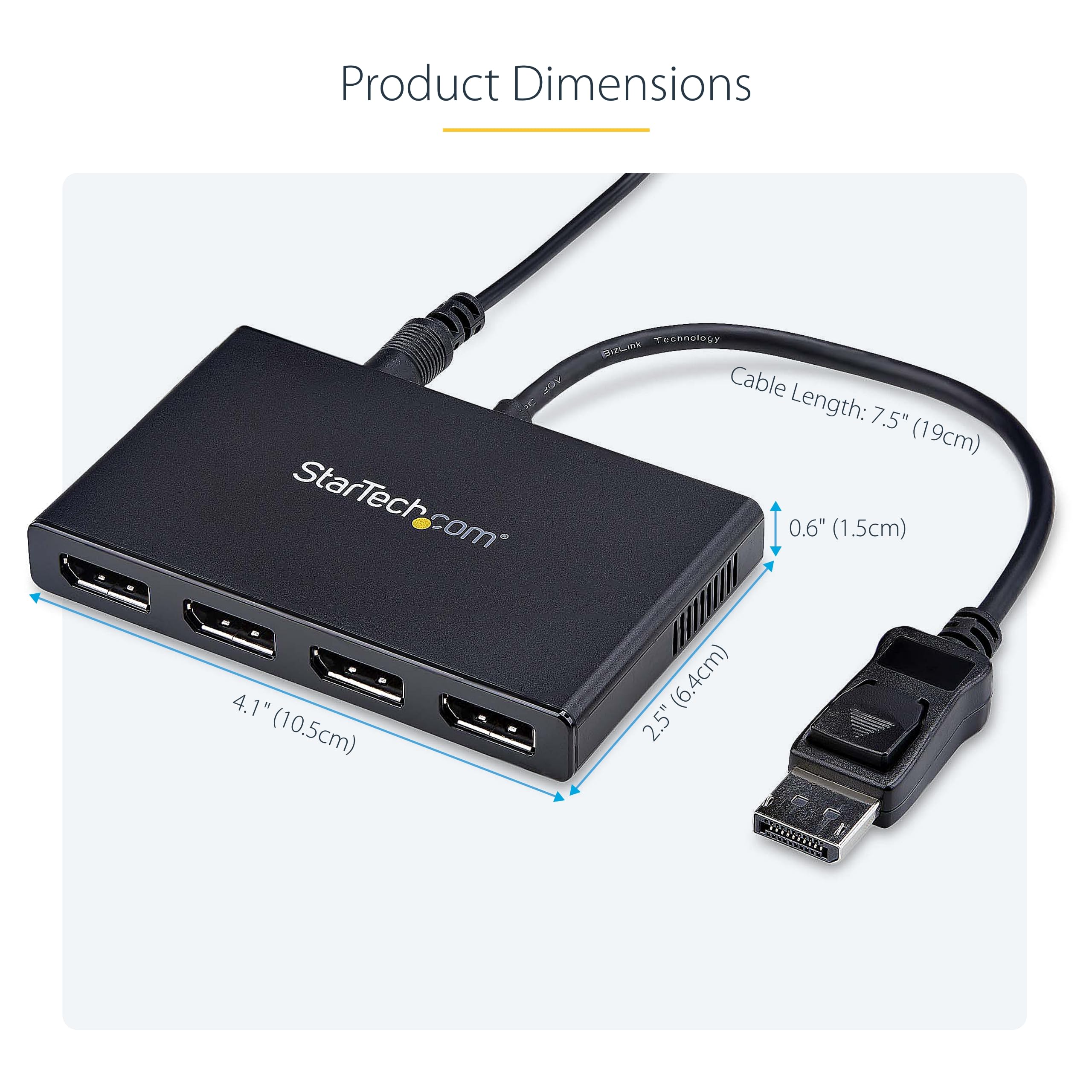 StarTech.com 4-Port DisplayPort 1.2 MST Hub - Split Single Input to 4 Monitors | 4K 60Hz Multi-Display Adapter | Plug & Play for Windows PCs | Ideal for Gaming, Office Work & Stock Trading (MSTDP124DP)