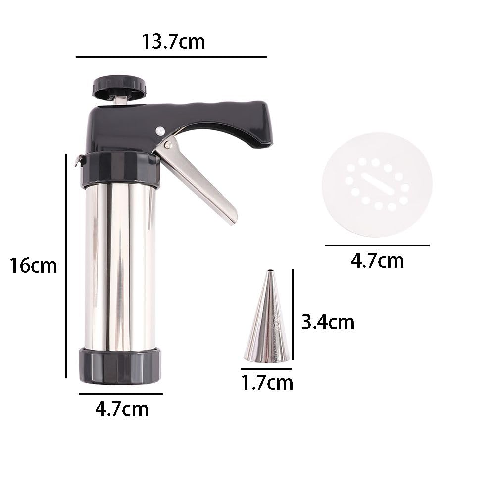 Stainless Steel Cookie Press Machine - 13 Cookie Mould Discs & 8 Piping Nozzles for DIY Biscuit Making, Cake Decorating | Perfect for Holiday Baking, Party Treats & Home Dessert Crafting