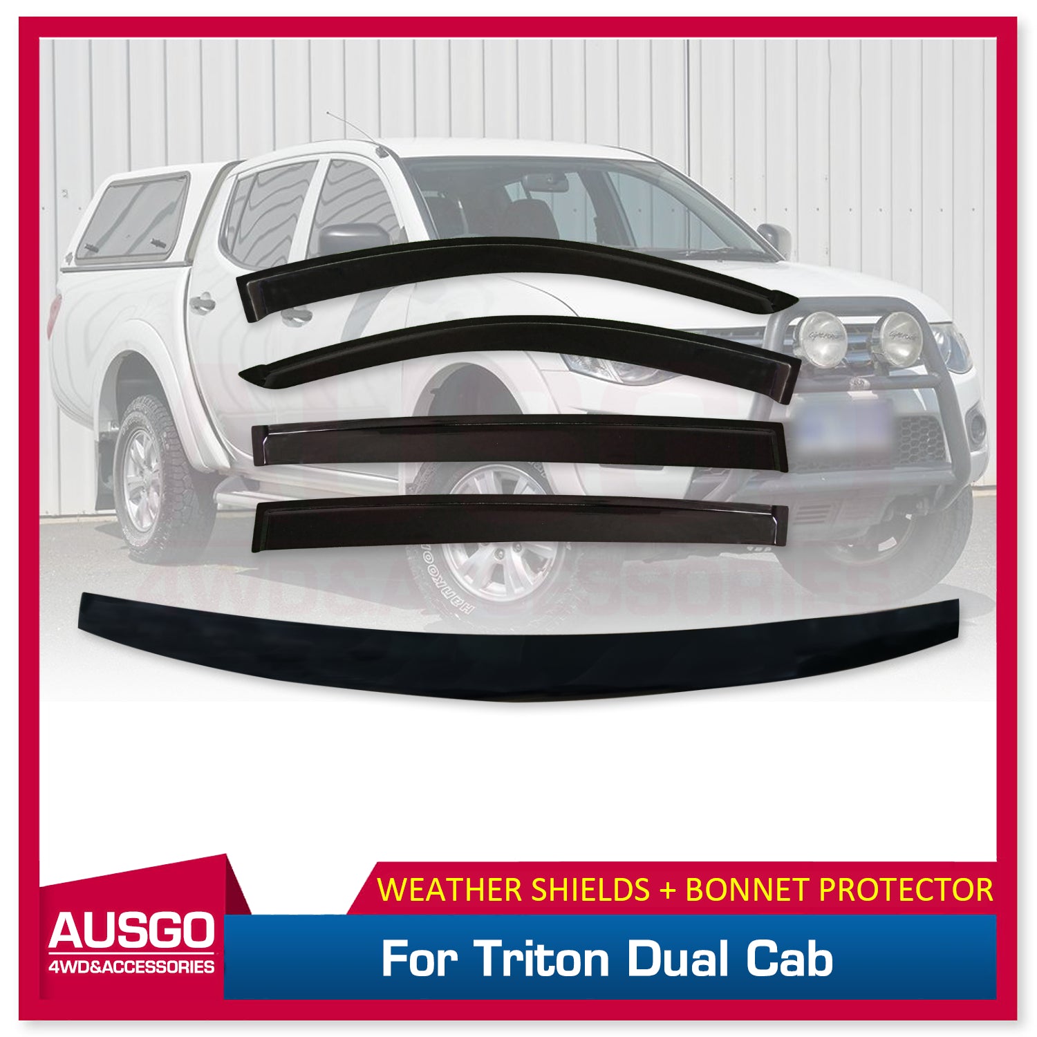 Weather Shields & Bonnet Protector for Mitsubishi Triton Dual Cab 2006-2015 - Durable Car Accessories for All-Weather Protection & Off-Road Adventures
