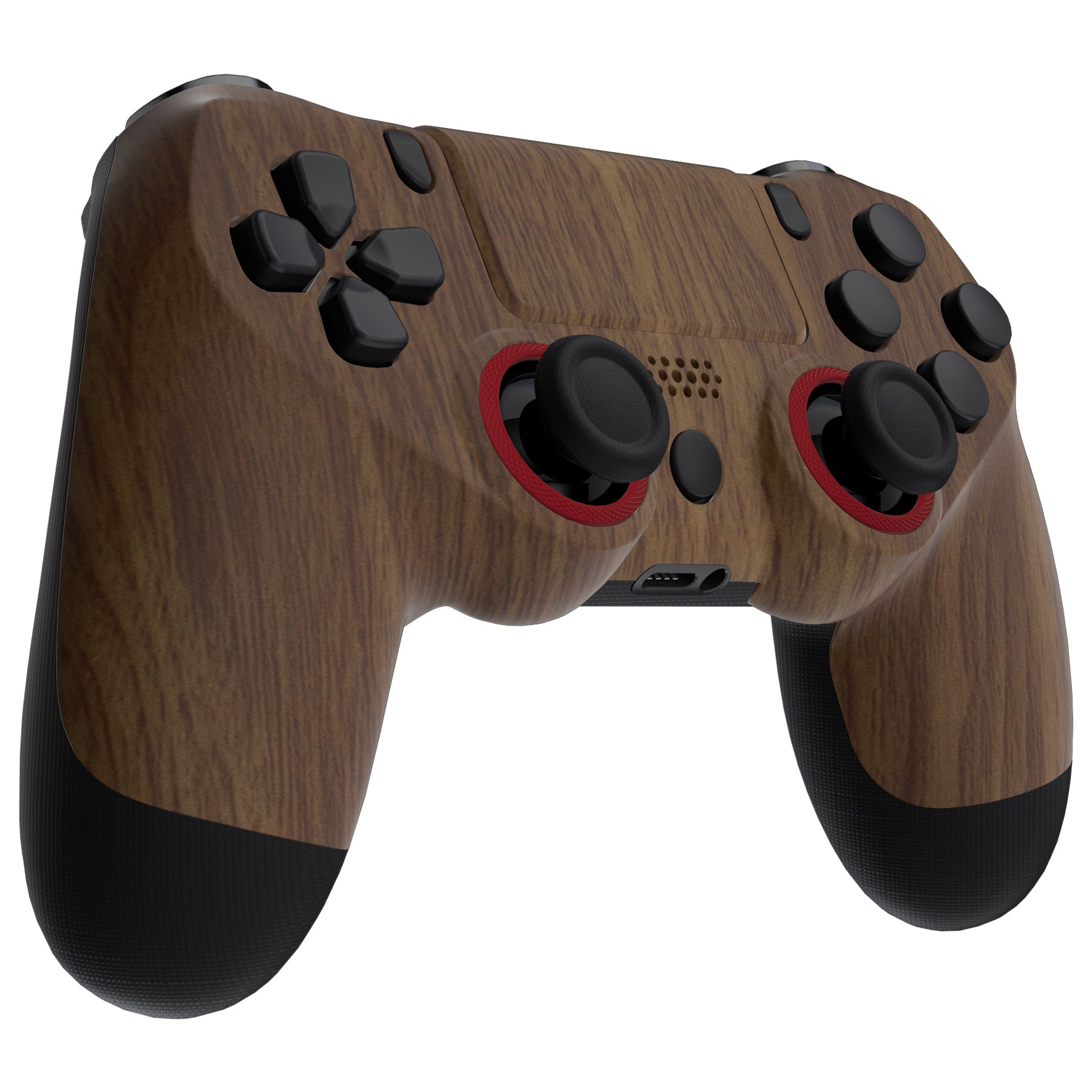 eXtremeRate Ghost Wood Grain Front Housing Shell with Touch Pad - Compatible with PS4 Slim Pro Controller (JDM 040/050/055) - Custom Replacement for Enhanced Gaming Experience