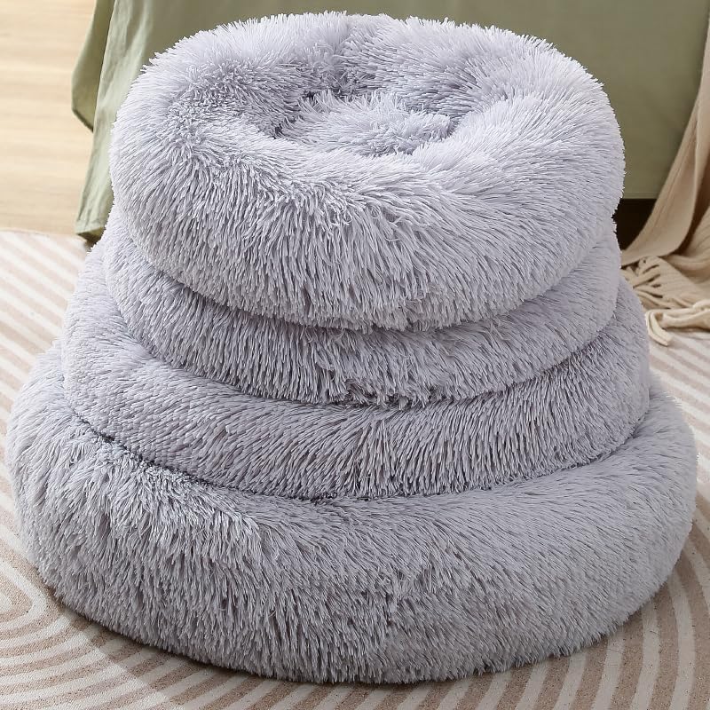 Soft Fluffy Donut Dog Bed for Small Dogs & Cats up to 3KG - Cozy Round Pet Bed for Puppies & Kittens - Perfect for Bedroom, Living Room, or Crate Comfort