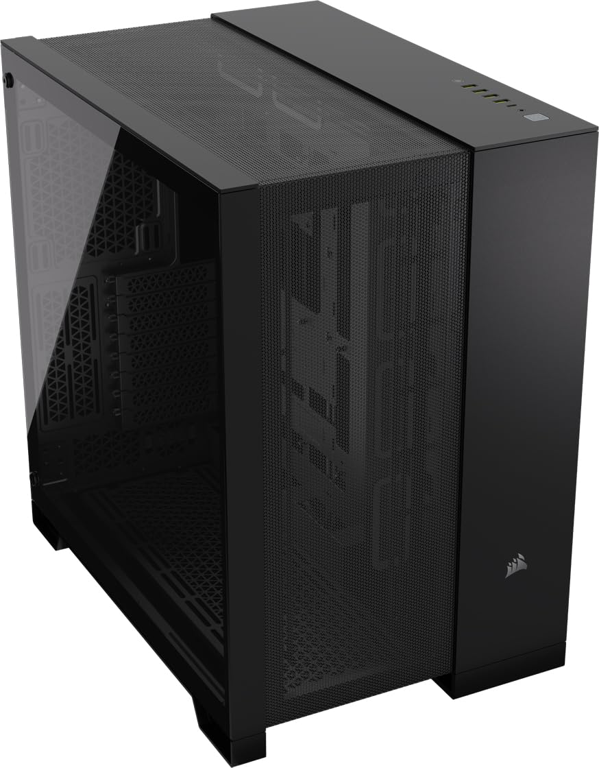 CORSAIR 6500D AIRFLOW Mid-Tower ATX PC Case - Dual Chamber Design, Tempered Glass Side Panel, Reverse Connector Compatibility - High Airflow Gaming Computer Case (Black) - Perfect for Custom PC Builds, Gaming Rigs & Workstation Setups
