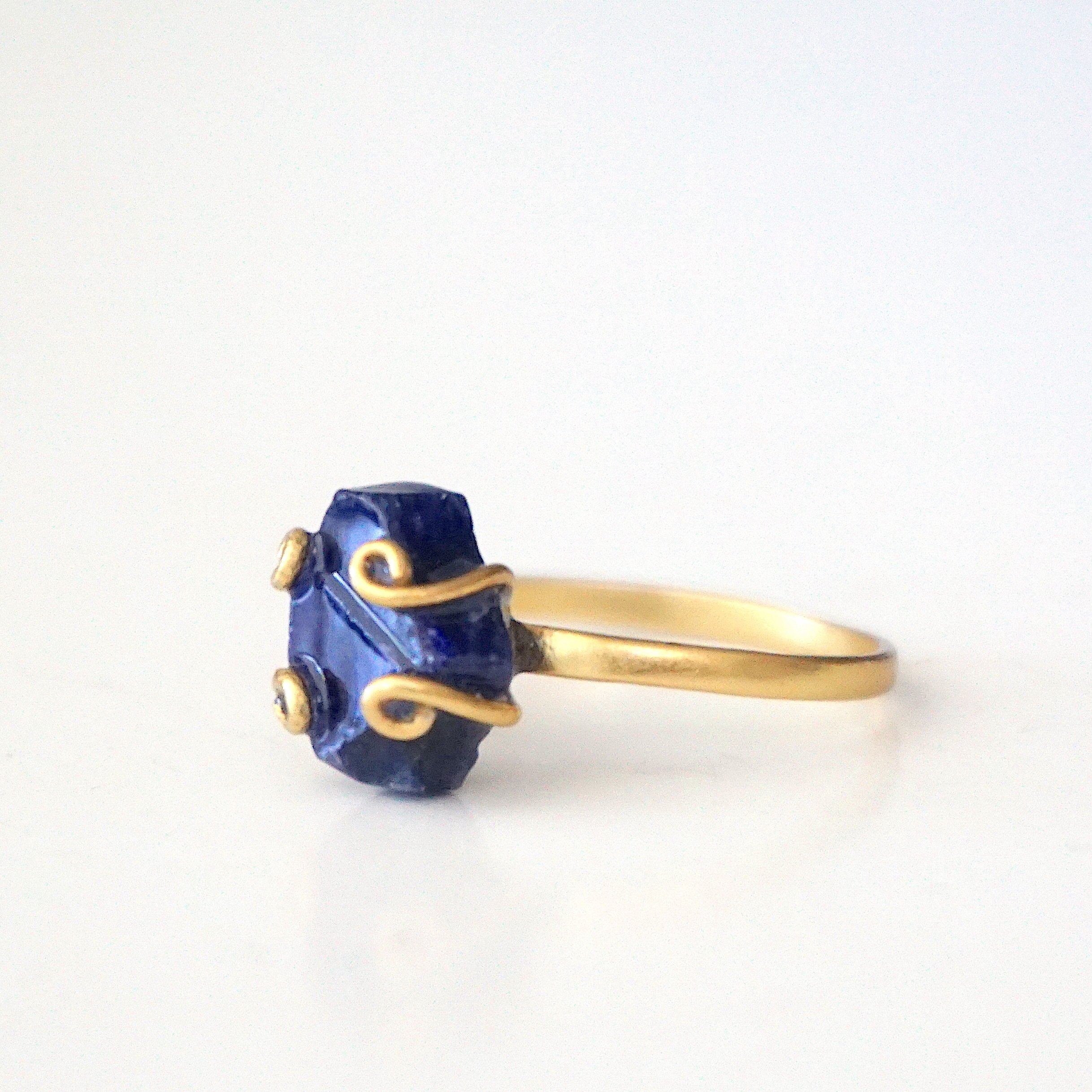 14K Gold Filled Raw Sapphire Adjustable Ring for Women | Natural Gemstone Jewelry | Perfect for Engagement, Wedding & Everyday Wear