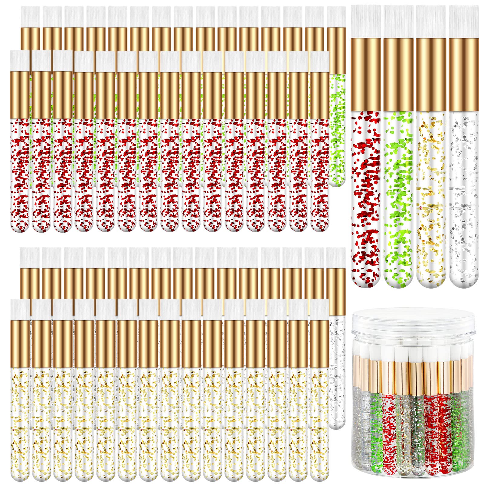 60 Pcs Glitter Eyelash Cleansing Brushes with Container - Deep Cleaning Nose Pore & Blackhead Remover Brush Set - Perfect for Christmas Gifts & Daily Makeup Routine