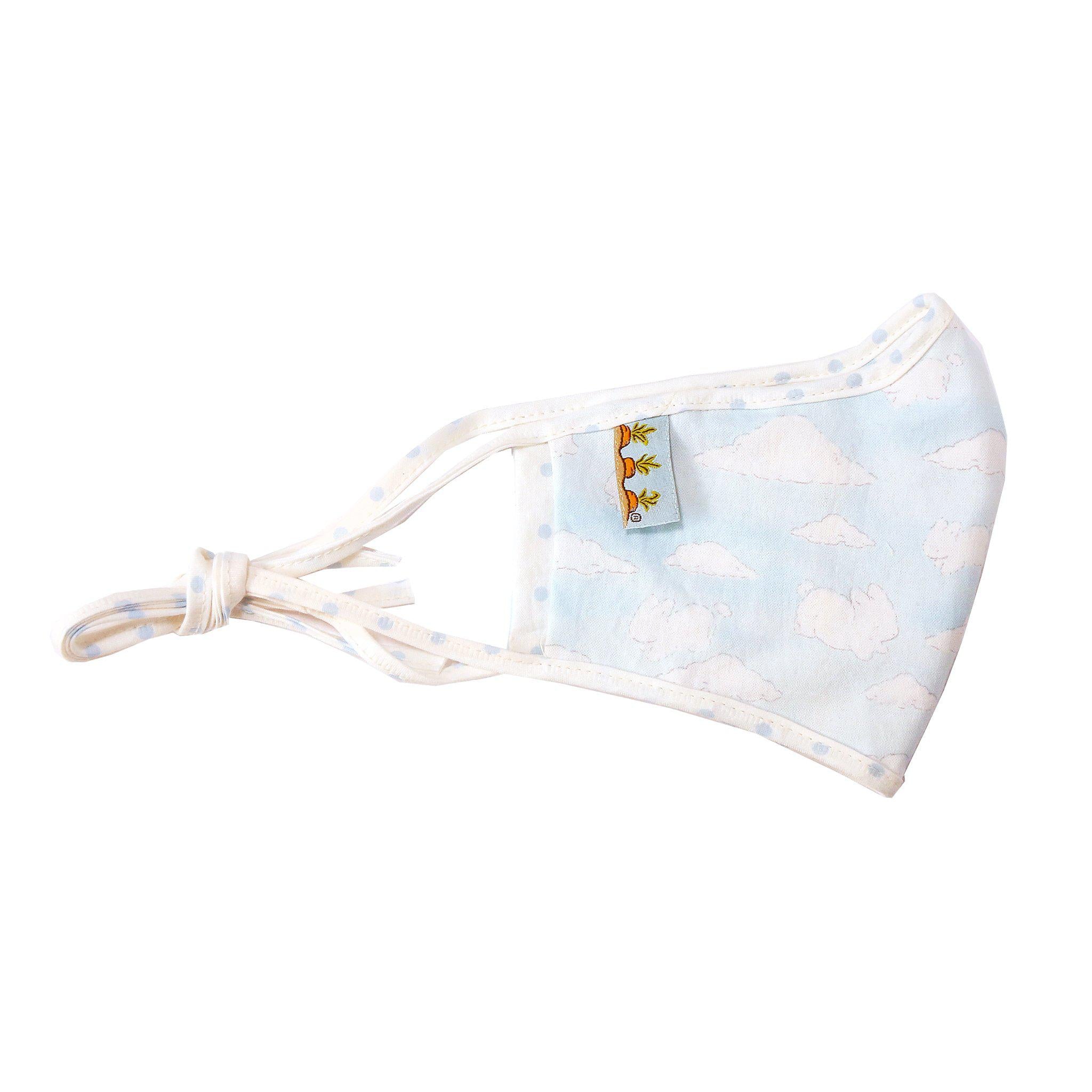 Retired Adult Cloth Face Mask with Bunny Clouds Design - Soft & Breathable Fabric for Daily Wear, Outdoor Activities, and Travel Protection