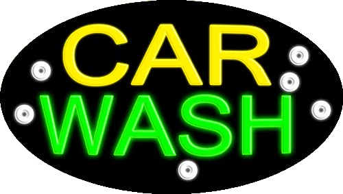 Premium Car Wash Glass Neon Sign #14170 - Handcrafted in USA | Perfect for Auto Detailing Shops, Car Dealerships & Man Caves