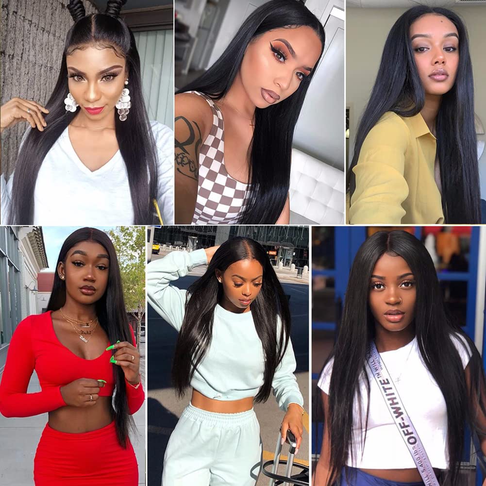 LUMIERE 24 Inch Straight Human Hair Wigs for Black Women - 4x4 Lace Closure, Unprocessed Remy Hair, 150% Density, Pre-Plucked Baby Hair, Natural Color | Perfect for Daily Wear, Parties, and Special Occasions