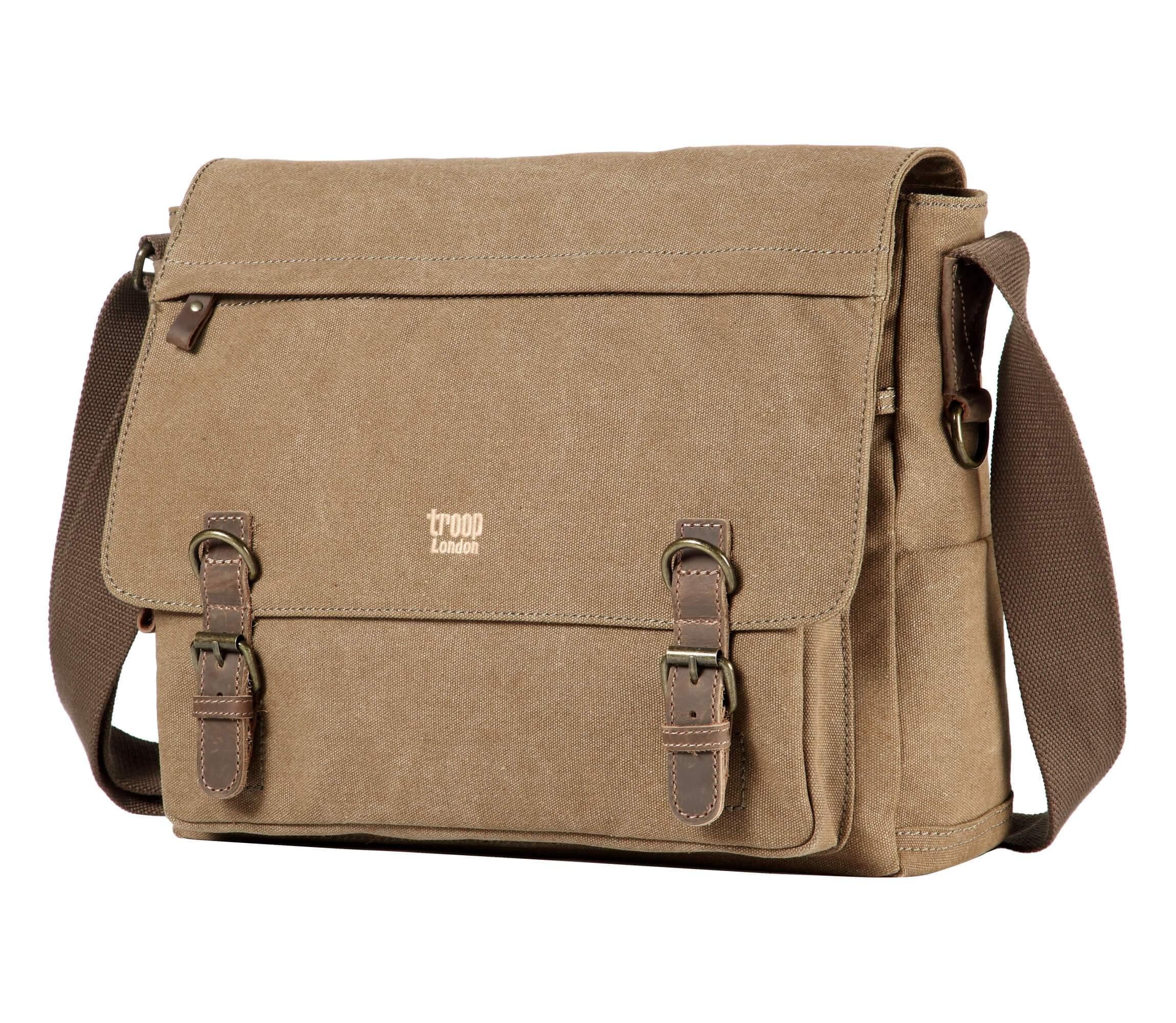 TRP0207 Troop London Classic Canvas Laptop Messenger Bag - Durable Water-Resistant Work & Travel Briefcase for Men & Women | Perfect for Office, Business Trips & Daily Commute
