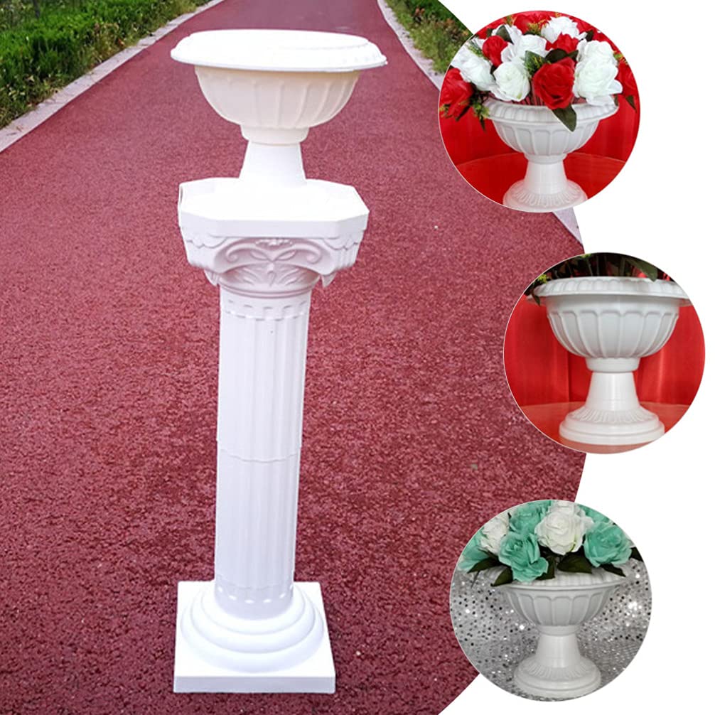 Yardwe 2-Pack White Grecian Urn Planters - Classic Plastic Flower Pots for Indoor & Outdoor Decor, Wedding Centerpieces, Garden, Patio, and Home Décor