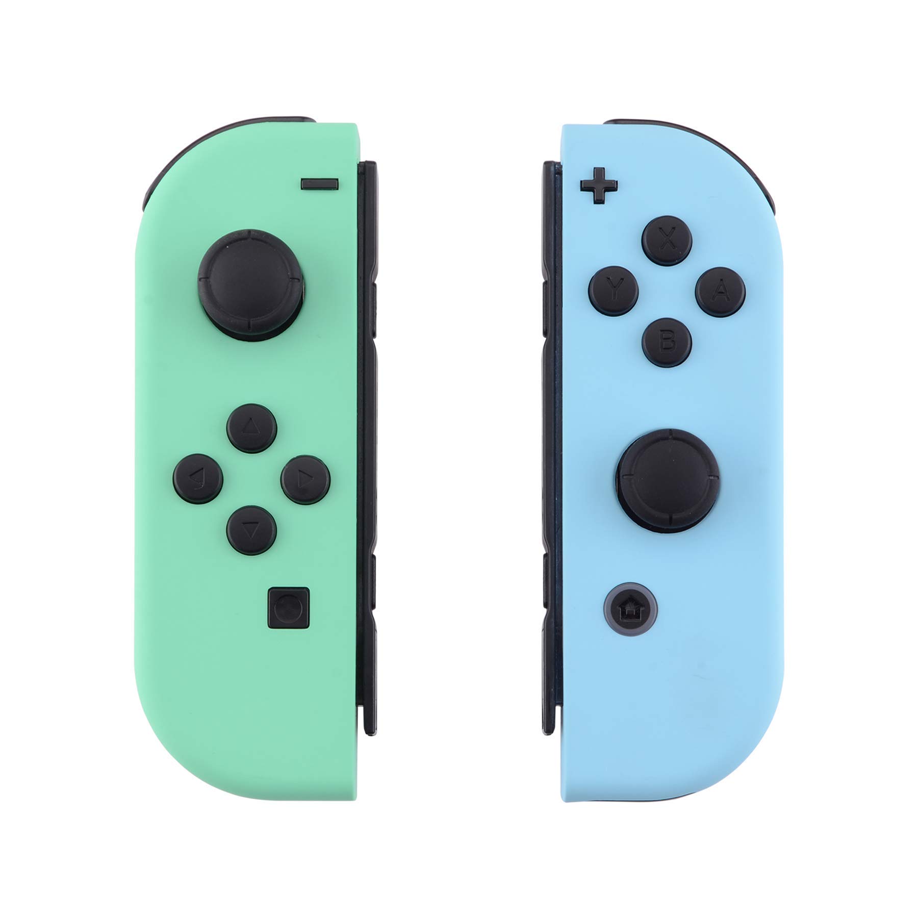 eXtremeRate Mint Green & Blue Soft Touch Joy-Con Housing Shell with Full Button Set for Nintendo Switch - White Dock Faceplate Replacement (Dock Not Included) - Perfect for Gaming, Customization & DIY Projects