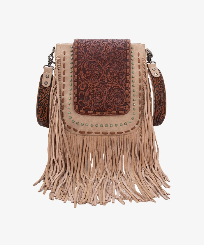 Trinity Ranch Fringe Tooled Leather Crossbody Bag for Women - Stylish Western Boho Purse for Everyday Use, Travel & Country Music Festivals