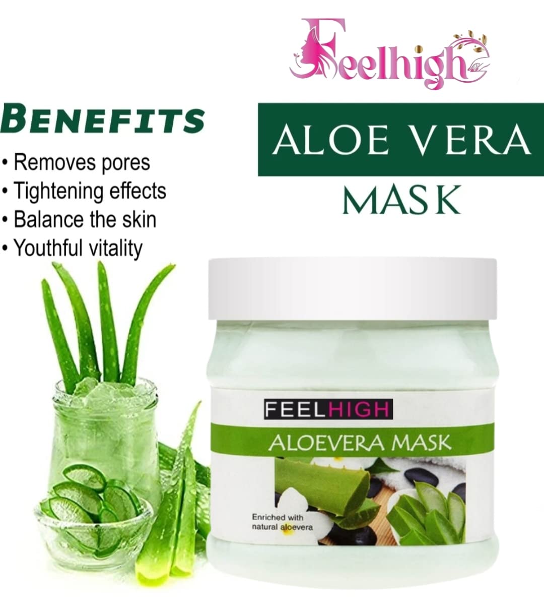 Feelhigh Aloe Vera & Apricoat Scrub Face & Body Mask Set - Hydrating & Exfoliating Skin Care for Dry & Sensitive Skin - Spa Day & At-Home Self Care Routine (2-Piece Kit)