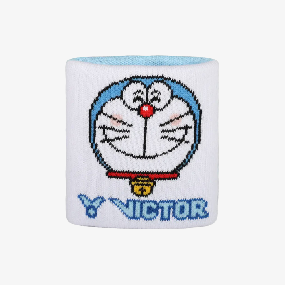 Victor x Doraemon Wristband SP507DRM AM (White/Light Blue) - Anime Fashion Accessory for Fans, Cosplay, and Casual Wear