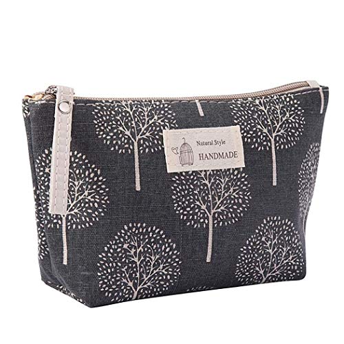 Vintage Cotton Linen Cosmetic Bag - Multi-Functional Travel Makeup Organizer with Large Capacity, Coin Purse & Pencil Holder | Perfect for Toiletries, Travel Essentials & Daily Storage (Floral Pattern)