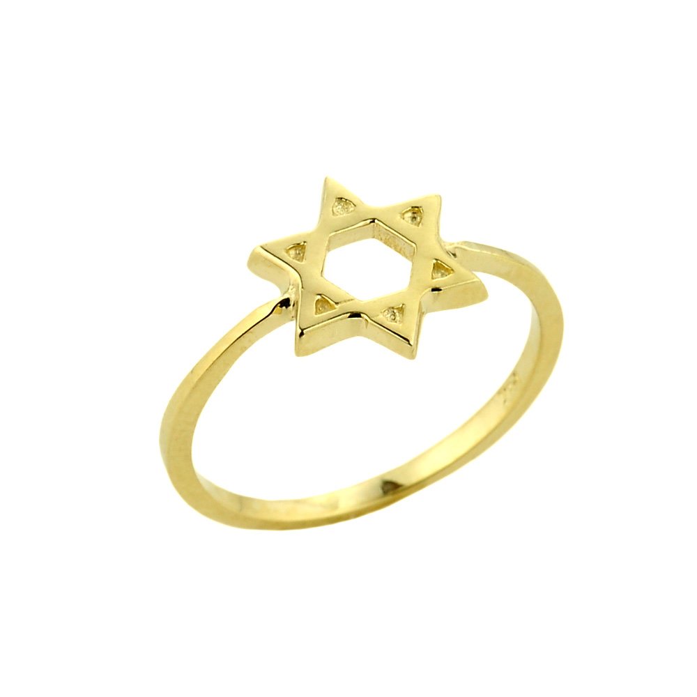 14k Yellow Gold Star of David Ring for Women - Elegant Jewish Jewelry, Perfect for Hanukkah Gifts, Religious Occasions & Everyday Wear