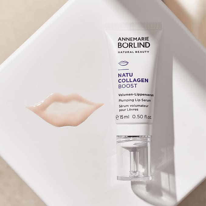 ANNEMARIE BÖRLIND NATU COLLAGEN BOOST Plumping Lip Serum - Vegan Lip Plumper with Botanical Collagen & Plant-Based Protein, 0.5oz - Hydrates & Rejuvenates Lips for Fuller Look | Perfect for Daily Use & Special Occasions