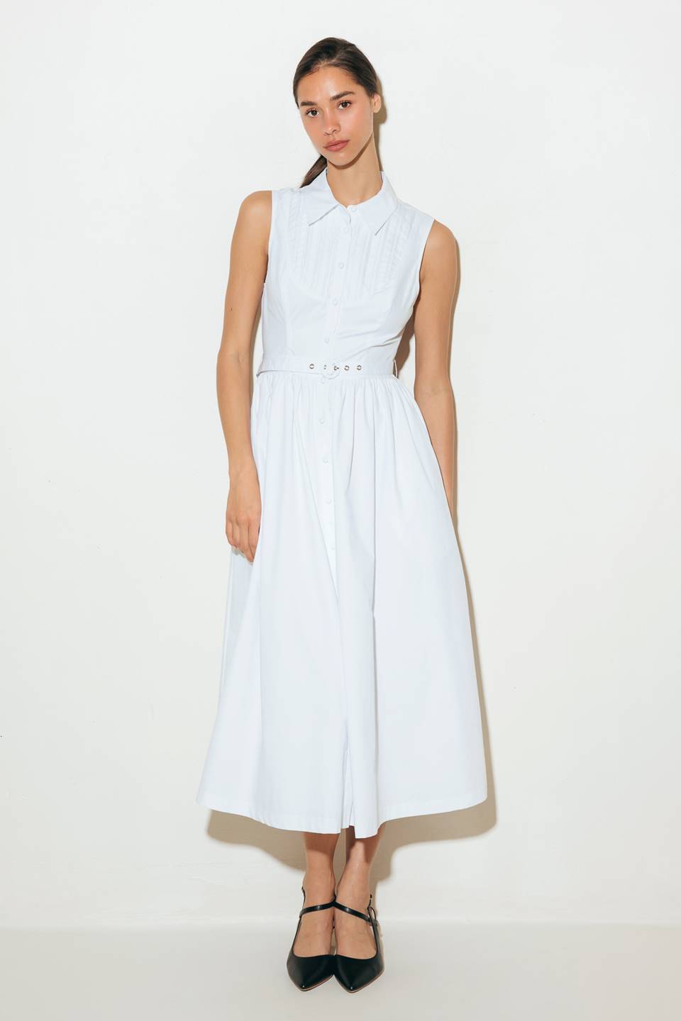 North East White Woven Midi Dress - Elegant Summer Casual Dress for Women, Perfect for Beach Vacations, Brunch Dates & Outdoor Weddings