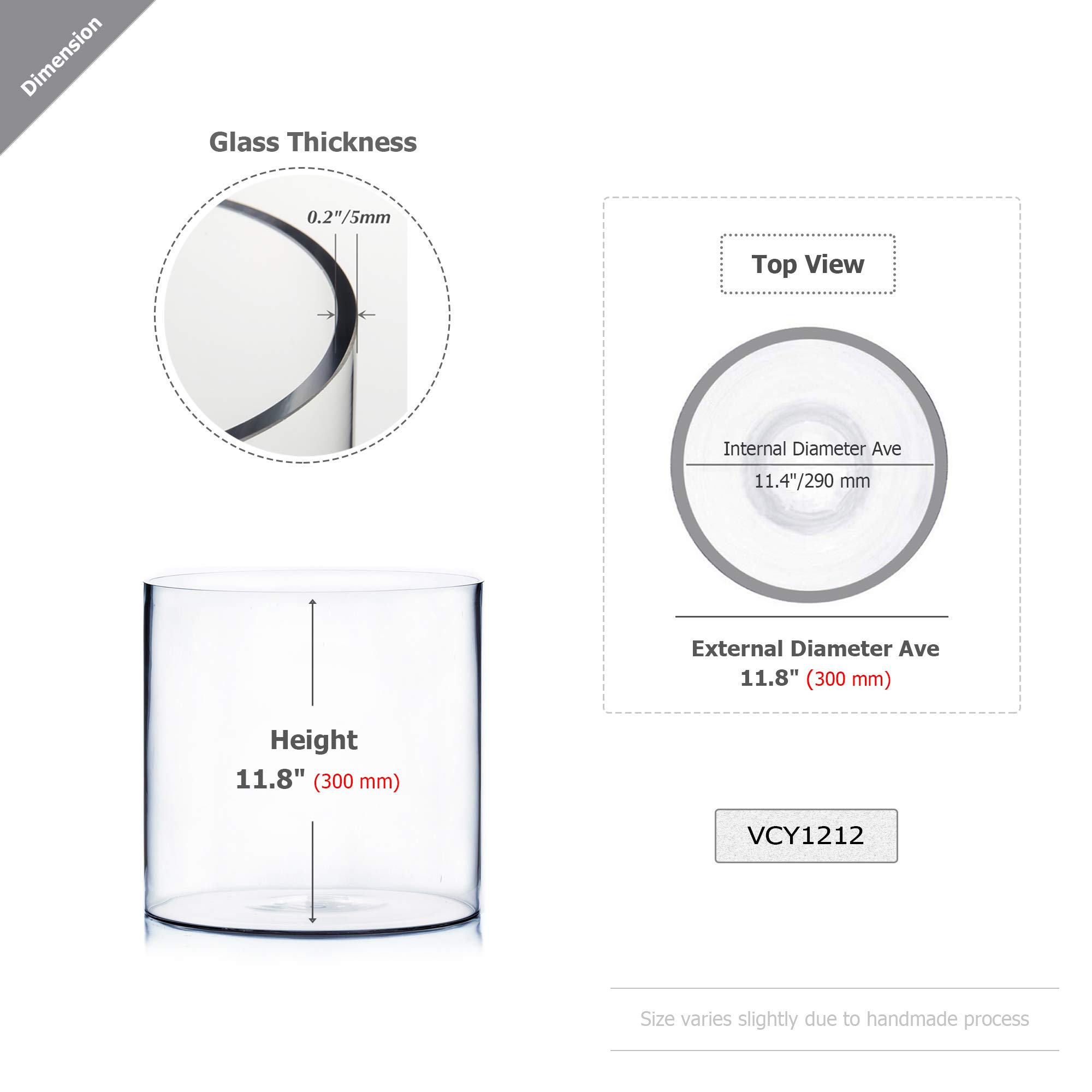 WGV Clear Glass Cylinder Vase - 12