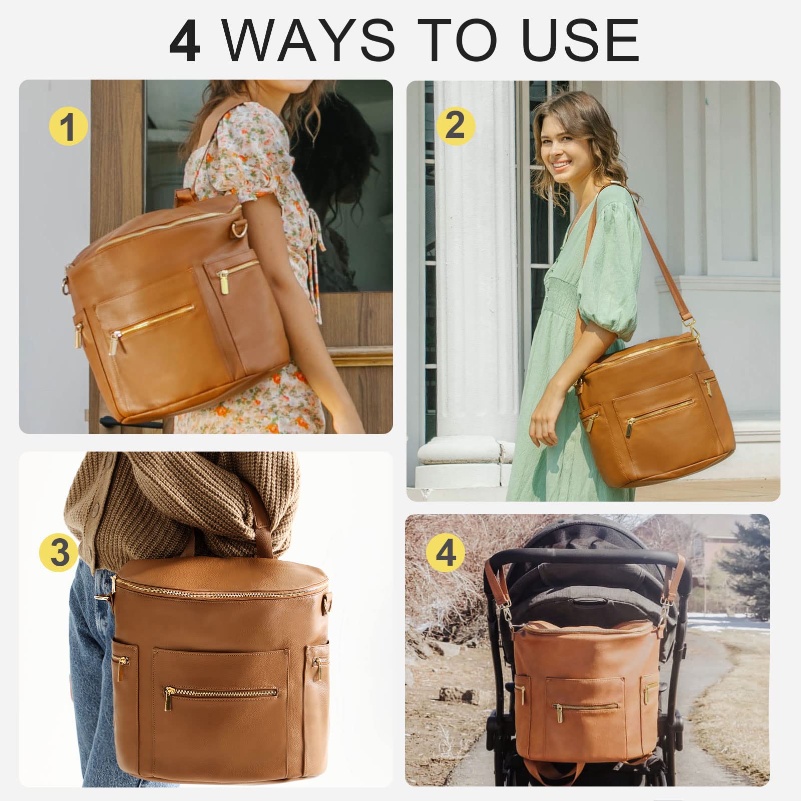Premium Leather Diaper Backpack for Moms - Stylish Baby Bag with Changing Pad & Stroller Organizer | Perfect for Travel, Daycare & On-the-Go Parenting