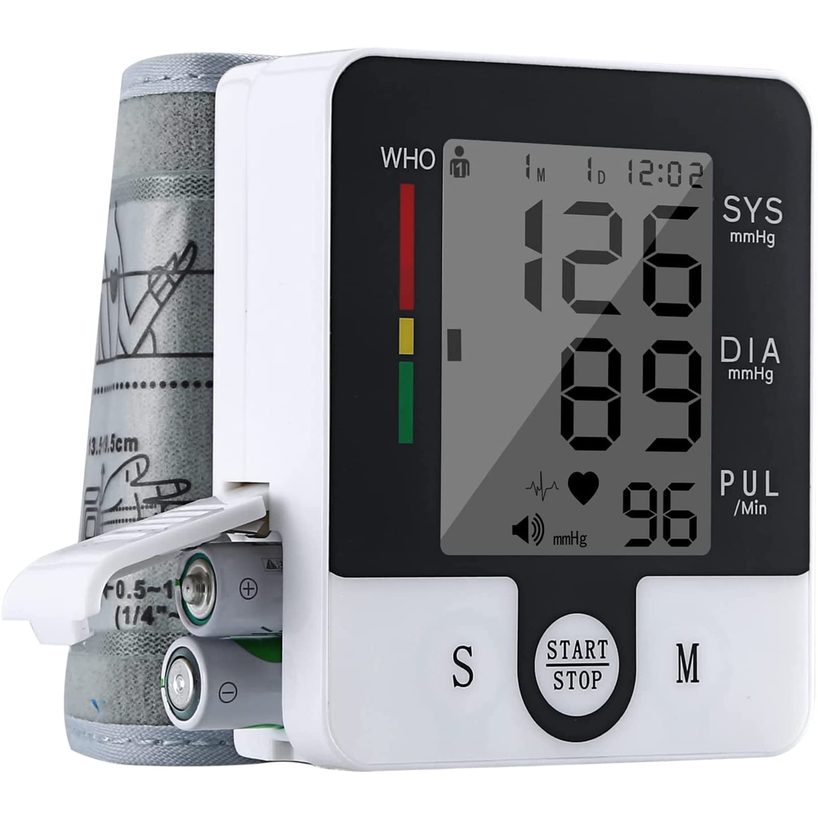 Digital Wrist Blood Pressure Monitor - Large LCD, 198 Memory for 2 Users - Home & Travel Use